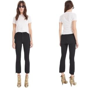 MOTHER The Insider Crop Step Fray Women 31 Black in Not Guilty Goth Grunge